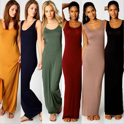 Cross-border foreign trade, solid color, sexy women's vest, long skirt, fashion 